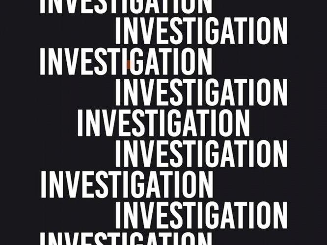 Graphic of the word investigation repeated from top to bottom.